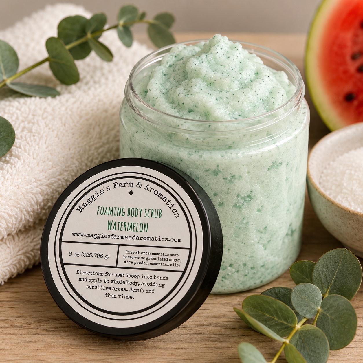 Foaming body scrub representing the Bath + Body collection
