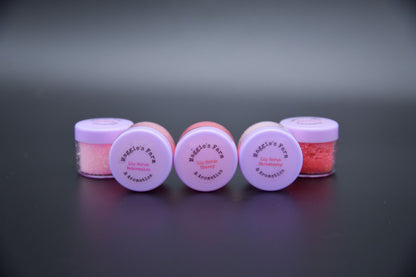 Five pink and red sugar lip scrub jars