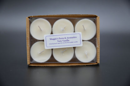 Box of six Very Vanilla soy tealight candles