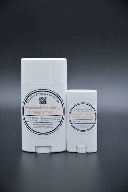 Large and small Orange and Vanilla deodorant sticks