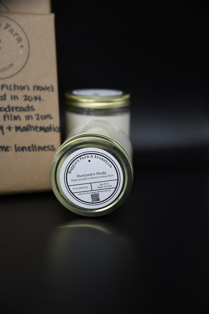 Blind book and soy candle gift set with one candle lid facing forward