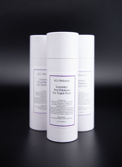 Close view of three Lavender dry shampoo containers