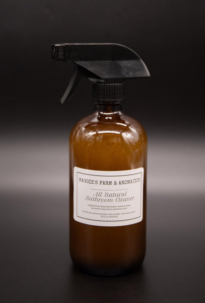 Single brown glass bathroom cleaner spray bottle