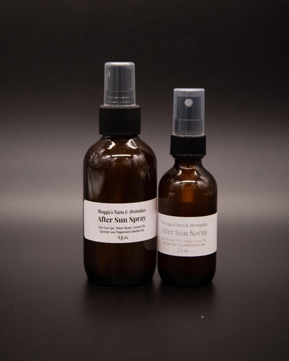 Four-ounce and two-ounce after-sun body mist spray bottles
