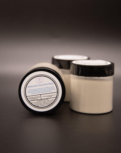 Close view of three bentonite clay face mask jars