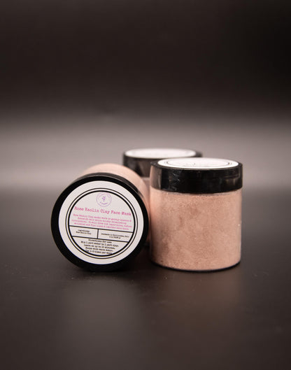 Rose Clay face mask jar in front of two jars