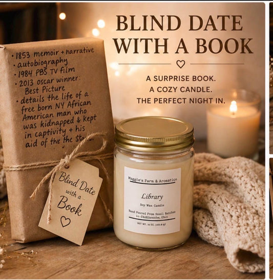 Blind Book & Soy Candle Gift Set product photo from Maggie's Farm & Aromatics Etsy listing