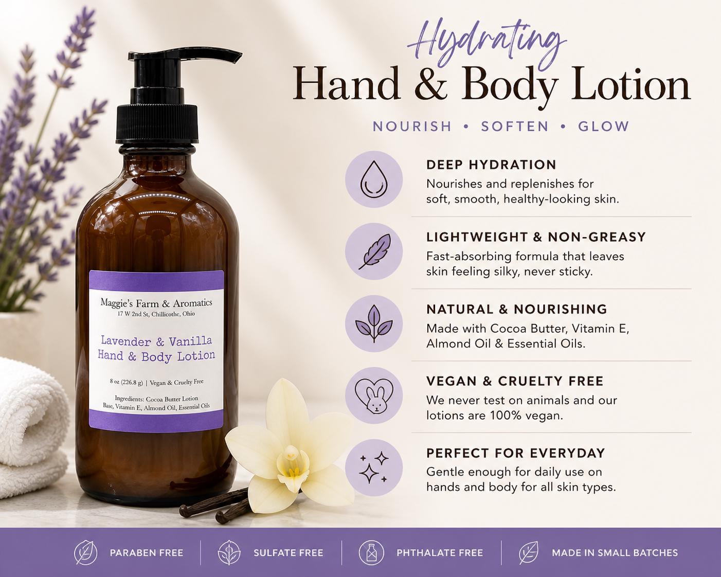 Face and Body Lotion product photo from Maggie's Farm & Aromatics Etsy listing
