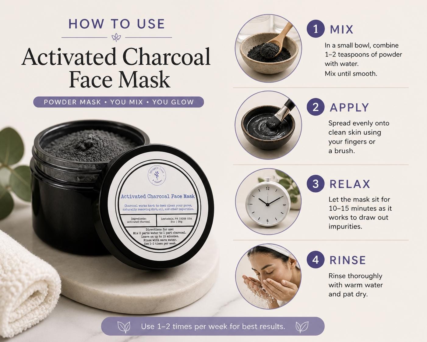 Activated Charcoal Face Mask product photo from Maggie's Farm & Aromatics Etsy listing