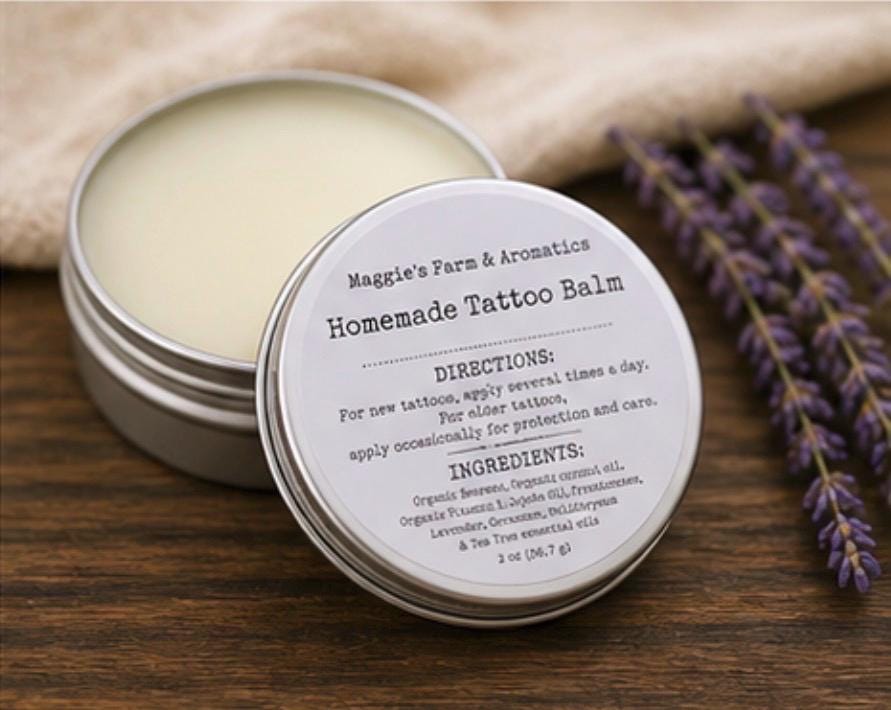 Tattoo Care Balm product photo from Maggie's Farm & Aromatics Etsy listing