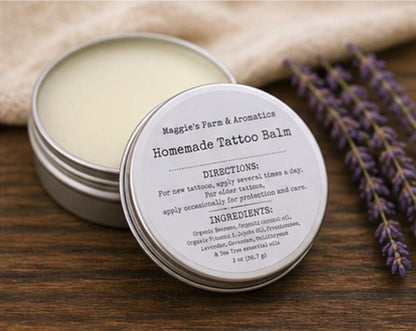 Tattoo Care Balm product photo from Maggie's Farm & Aromatics Etsy listing