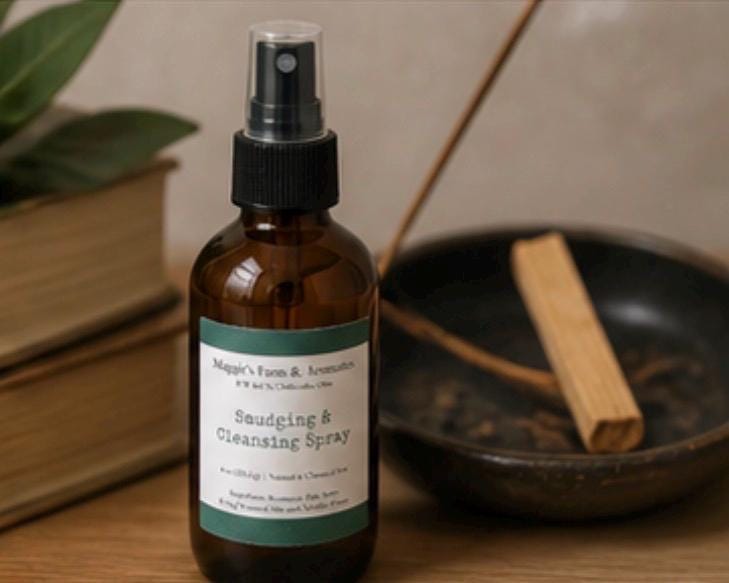 Smokeless Smudge Spray product photo from Maggie's Farm & Aromatics Etsy listing