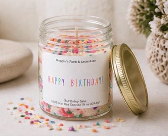 Birthday Cake Candle Soy Wax Candle Sprinkle Candle Birthday Gift