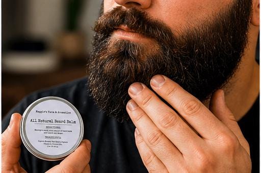 Beard Balm product photo from Maggie's Farm & Aromatics Etsy listing