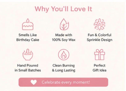 Birthday Cake Candle Soy Wax Candle Sprinkle Candle Birthday Gift