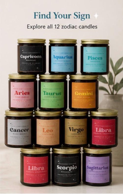 Candle Zodiac Sign Astrology Horoscope Star Sign Soy Wax Candle Personalized Zodiac Candle Birthday Astrology Gift