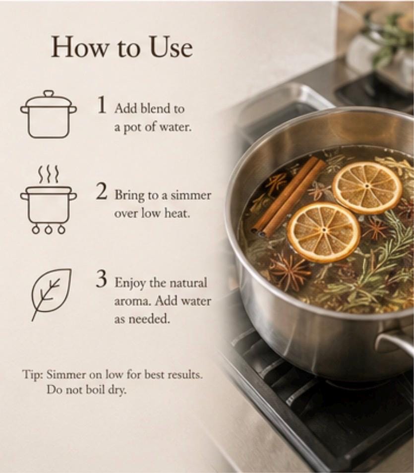 Simmer Pot Blend product photo from Maggie's Farm & Aromatics Etsy listing