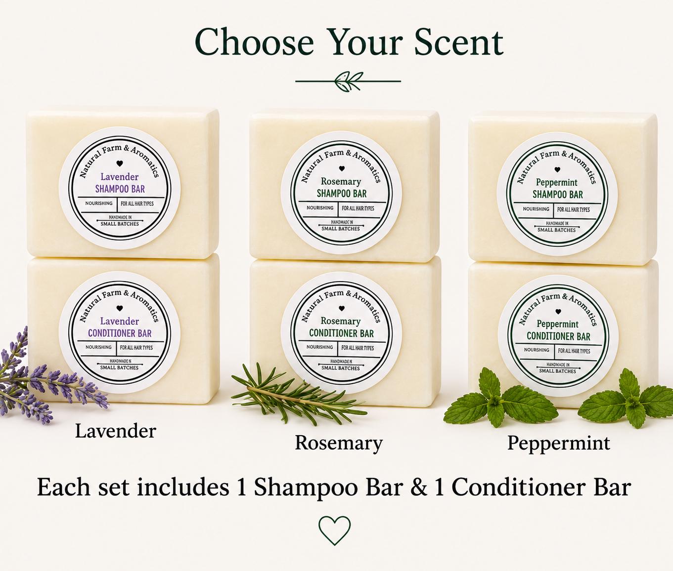 Shampoo + Conditioner Bar Set product photo from Maggie's Farm & Aromatics Etsy listing