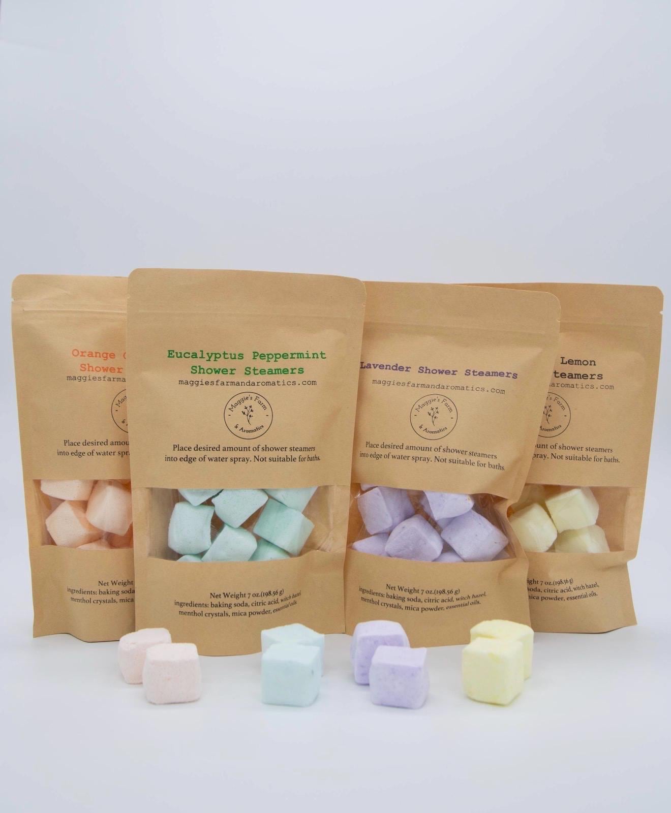 Shower Steamers product photo from Maggie's Farm & Aromatics Etsy listing