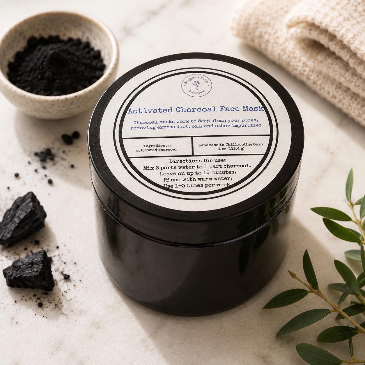 Activated Charcoal Face Mask product photo from Maggie's Farm & Aromatics Etsy listing