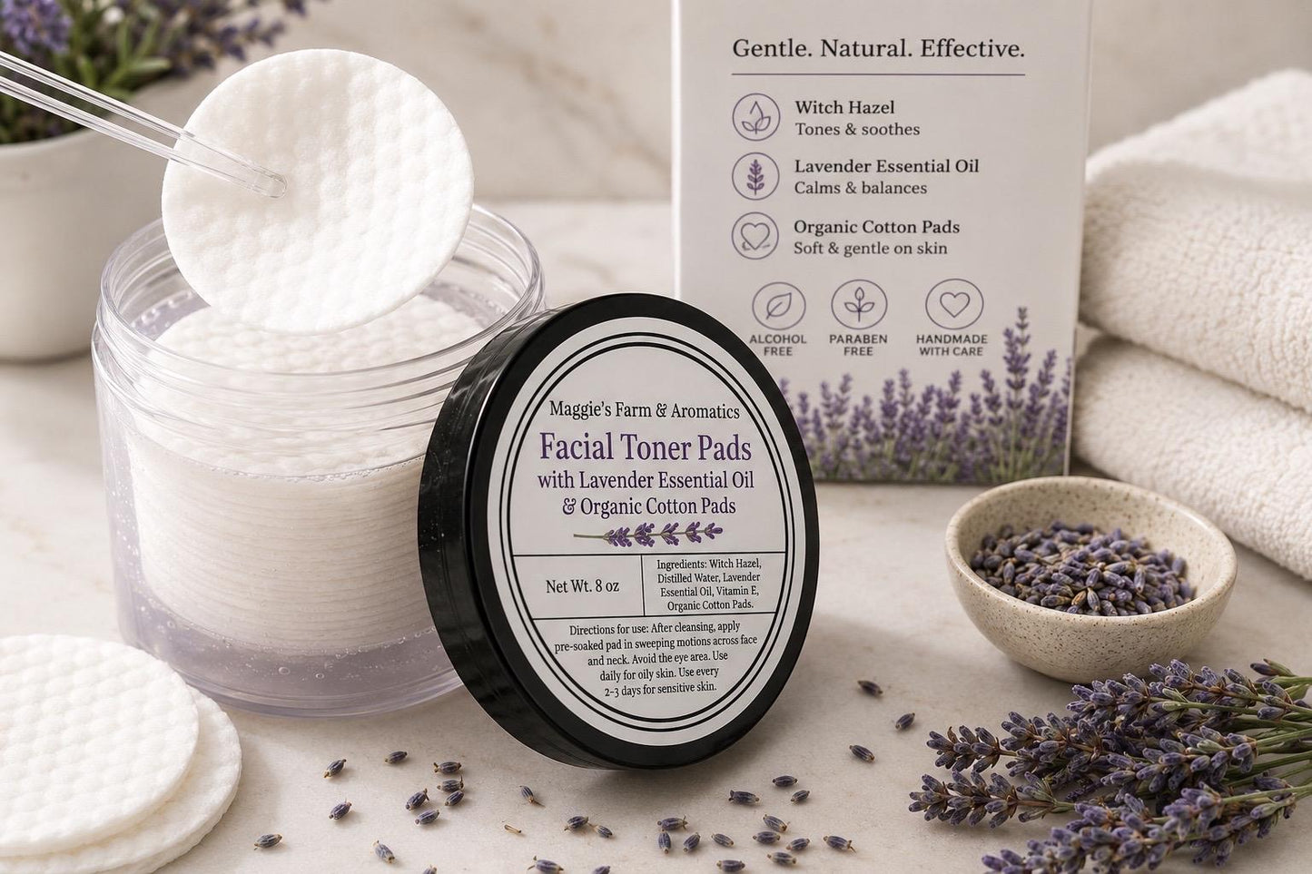 Facial Toner Pads product photo from Maggie's Farm & Aromatics Etsy listing