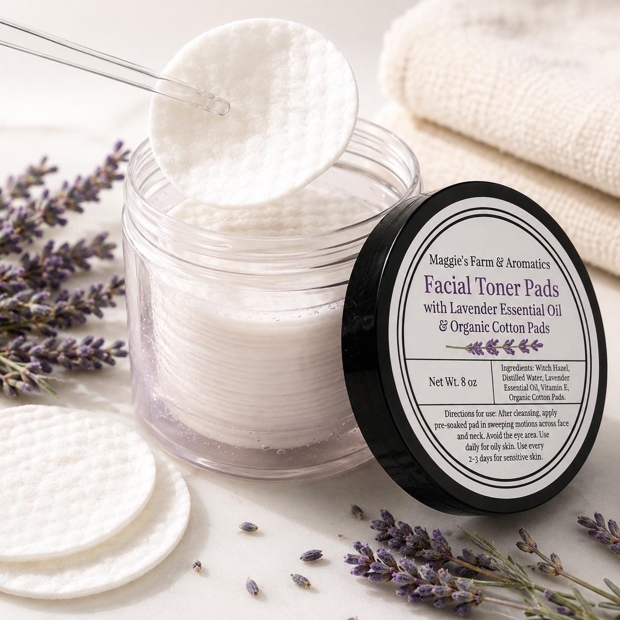 Facial Toner Pads product photo from Maggie's Farm & Aromatics Etsy listing